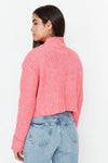 Cropped Soft-Textured High Neck Knit Cardigan