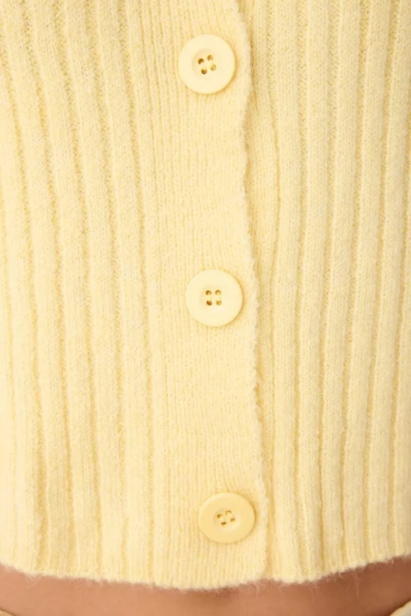 Cropped Soft-Textured High Neck Knit Cardigan