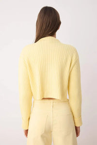 Cropped Soft-Textured High Neck Knit Cardigan