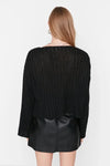 Mercerized Look Wool Blend Oversized Basic Knit Sweater