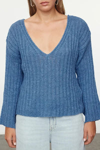 Mercerized Look Wool Blend Oversized Basic Knit Sweater
