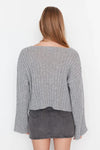 Mercerized Look Wool Blend Oversized Basic Knit Sweater