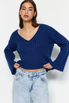 Mercerized Look Wool Blend Oversized Basic Knit Sweater
