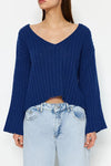 Mercerized Look Wool Blend Oversized Basic Knit Sweater