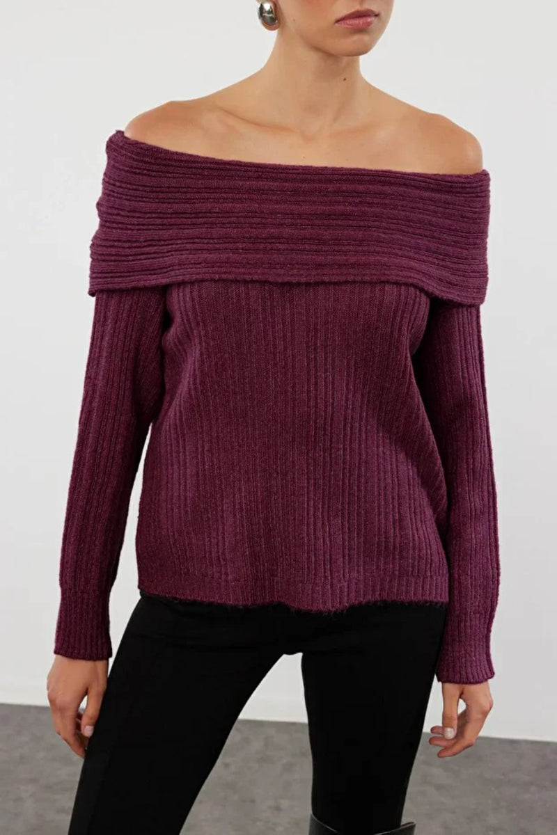 Oversized Flared Sleeve Knit Sweater