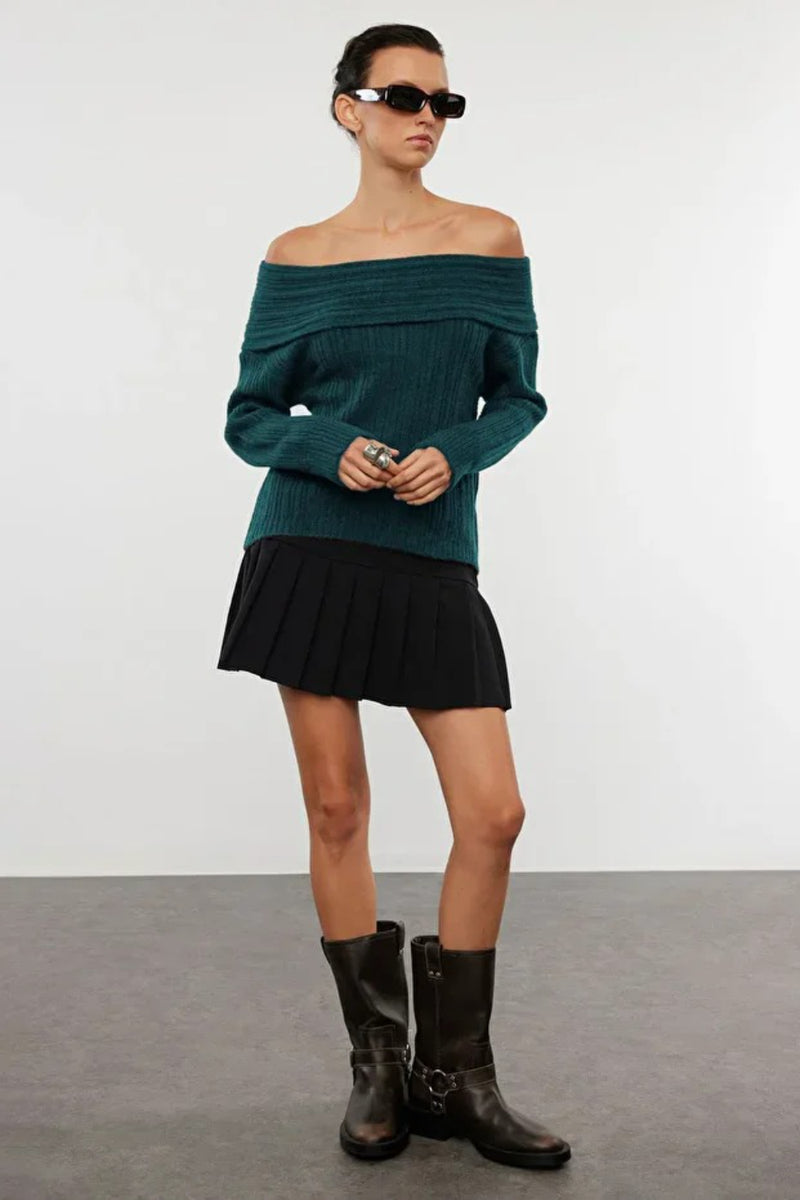Oversized Flared Sleeve Knit Sweater
