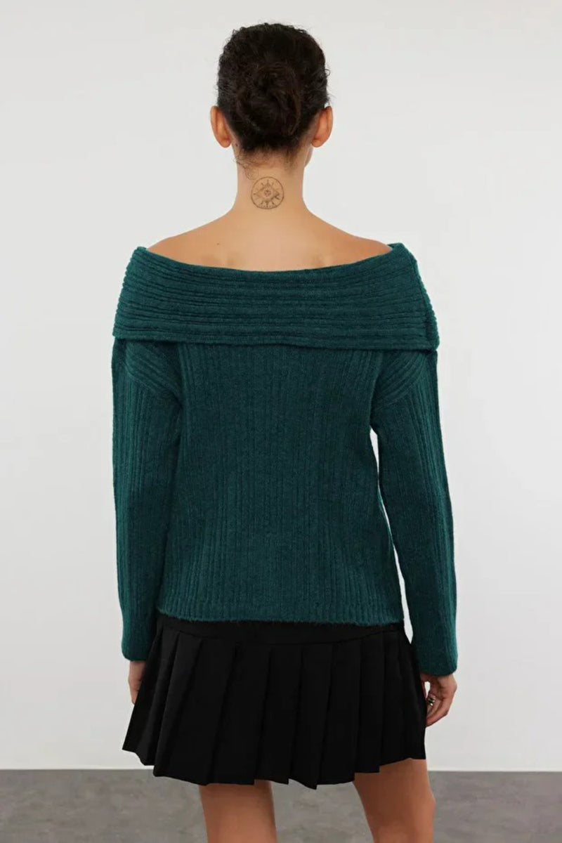 Oversized Flared Sleeve Knit Sweater