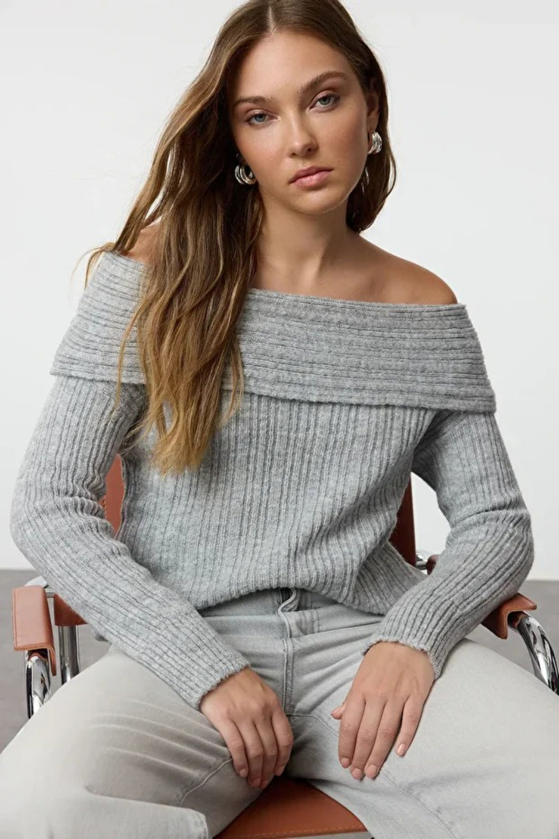 Oversized Flared Sleeve Knit Sweater