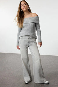 Oversized Flared Sleeve Knit Sweater