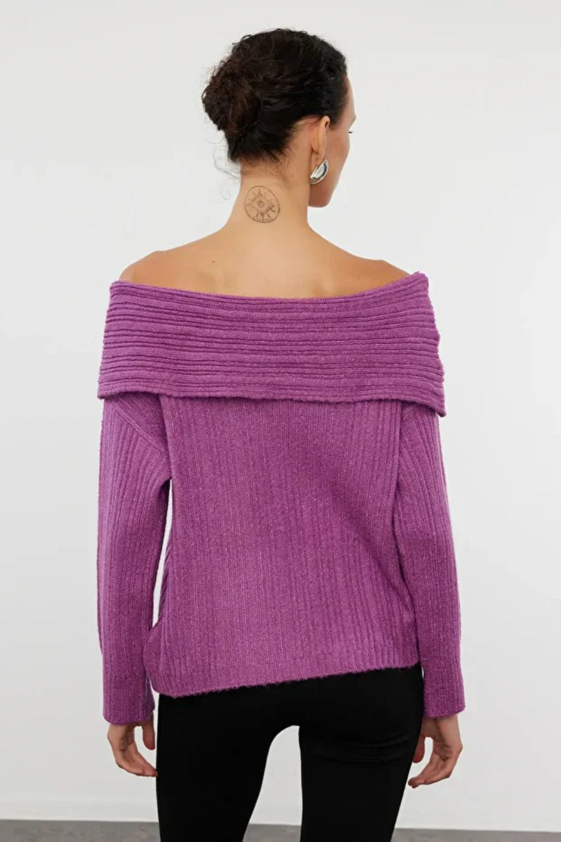 Oversized Flared Sleeve Knit Sweater