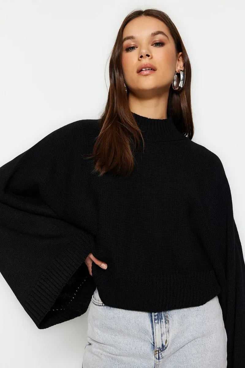 Oversized Flared Sleeve Knit Sweater