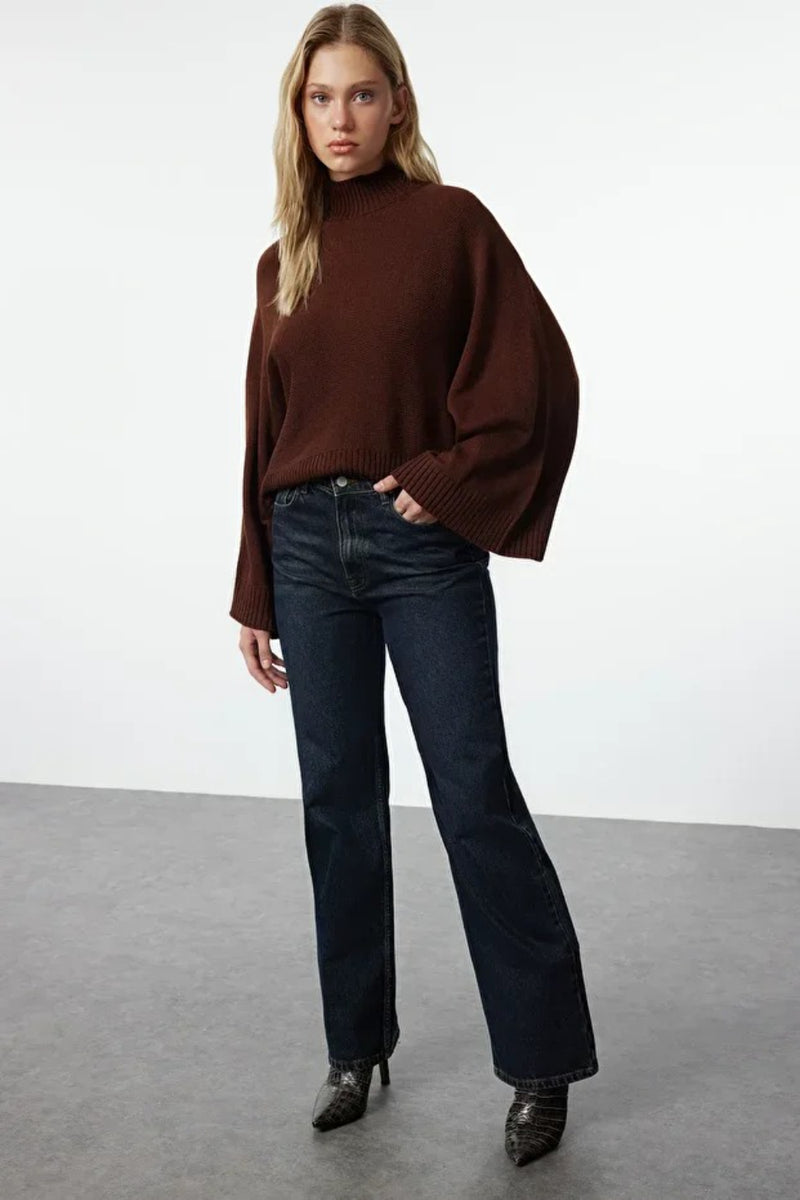 Oversized Flared Sleeve Knit Sweater