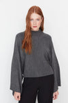 Oversized Flared Sleeve Knit Sweater