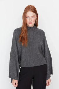 Oversized Flared Sleeve Knit Sweater