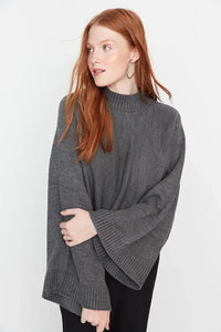 Oversized Flared Sleeve Knit Sweater