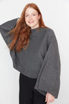 Oversized Flared Sleeve Knit Sweater