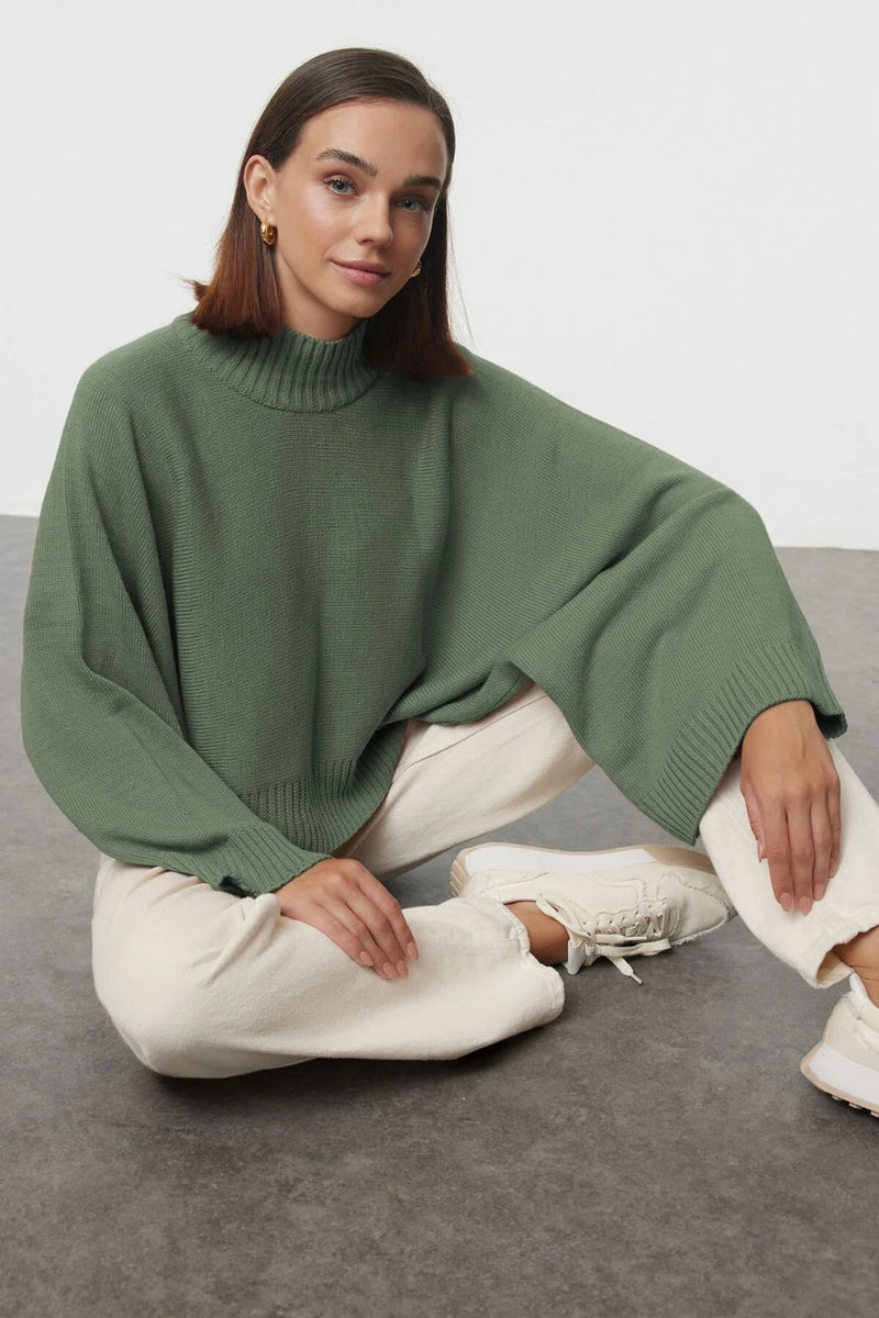 Oversized Flared Sleeve Knit Sweater