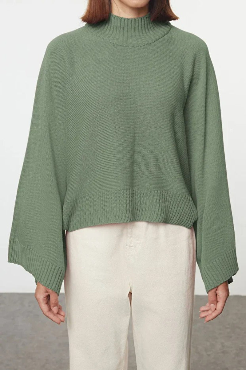 Oversized Flared Sleeve Knit Sweater