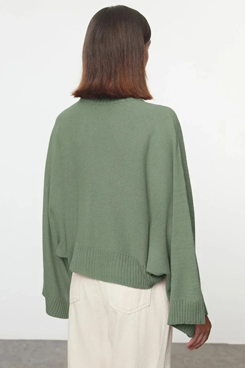 Oversized Flared Sleeve Knit Sweater