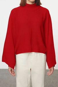 Oversized Flared Sleeve Knit Sweater