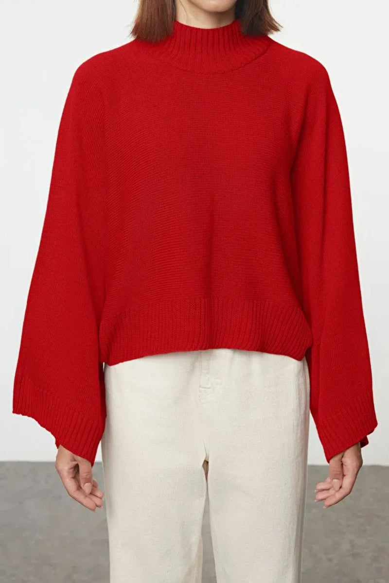 Oversized Flared Sleeve Knit Sweater