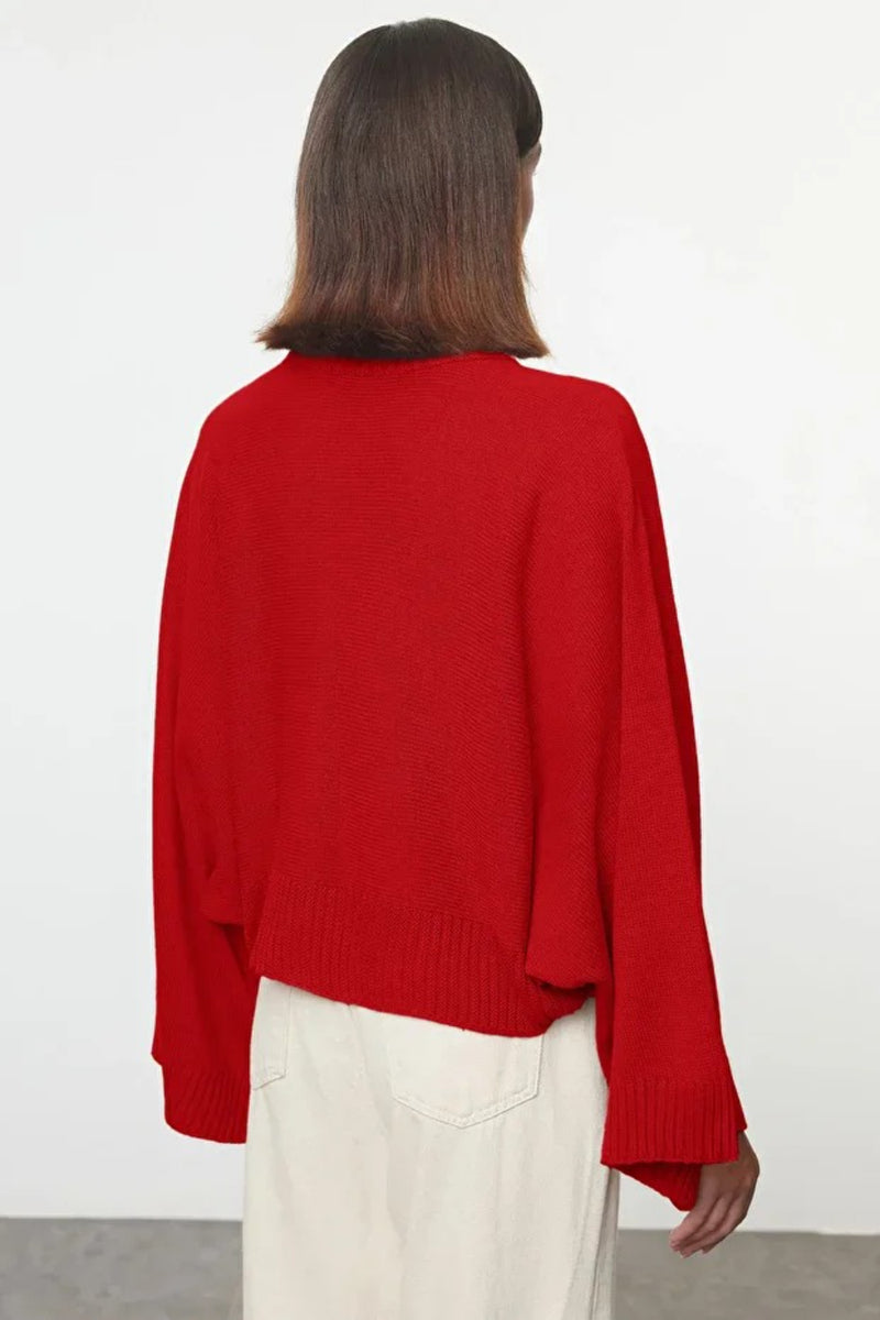 Oversized Flared Sleeve Knit Sweater