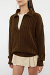 Soft-Textured Polo Neck Knit Sweater