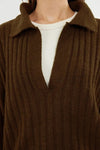 Soft-Textured Polo Neck Knit Sweater