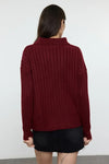 Soft-Textured Polo Neck Knit Sweater