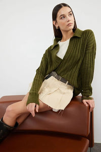 Soft-Textured Polo Neck Knit Sweater