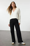 Soft-Textured Polo Neck Knit Sweater