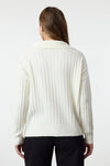 Soft-Textured Polo Neck Knit Sweater