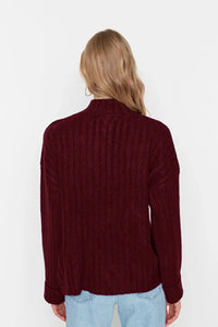 Oversized Soft-Textured High Neck Knit Top
