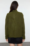Oversized Soft-Textured High Neck Knit Top