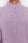 Oversized Soft-Textured High Neck Knit Top
