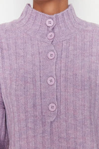 Oversized Soft-Textured High Neck Knit Top