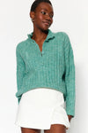 Oversized Soft-Textured High Neck Knit Top