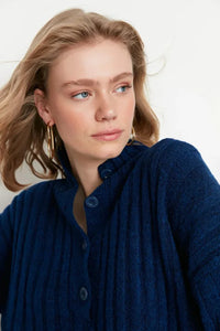 Oversized Soft-Textured High Neck Knit Top