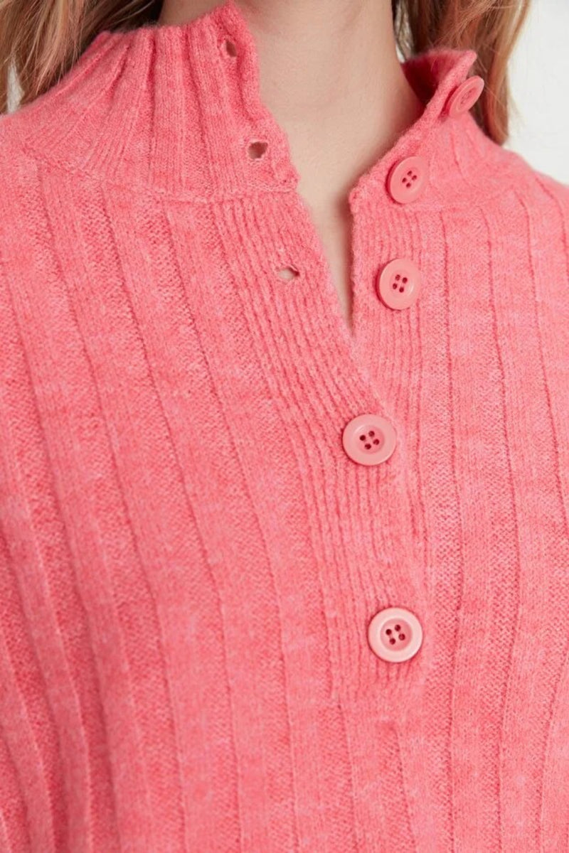 Oversized Soft-Textured High Neck Knit Top