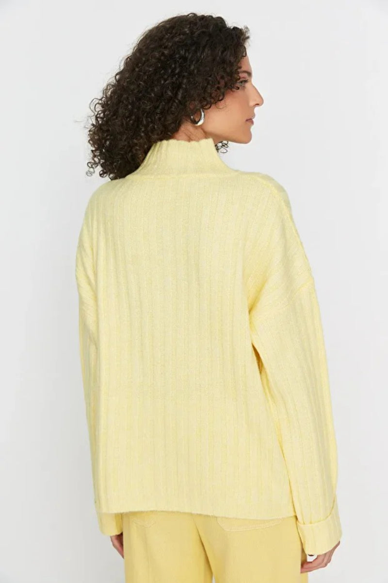 Oversized Soft-Textured High Neck Knit Top