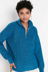 Soft-Textured Zip-Up Knit Sweater