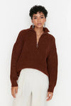 Soft-Textured Zip-Up Knit Sweater