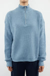 Soft-Textured Zip-Up Knit Sweater
