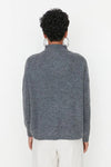 Soft-Textured Zip-Up Knit Sweater
