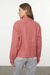 Soft-Textured Zip-Up Knit Sweater