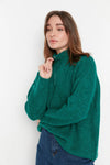 Soft-Textured Zip-Up Knit Sweater