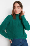 Soft-Textured Zip-Up Knit Sweater