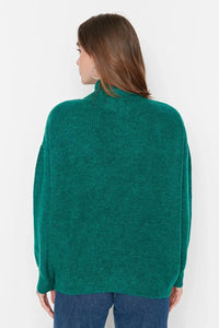 Soft-Textured Zip-Up Knit Sweater