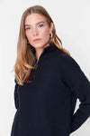 Soft-Textured Zip-Up Knit Sweater