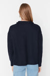 Soft-Textured Zip-Up Knit Sweater